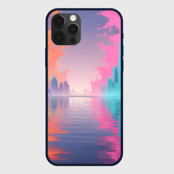 Чехол для iPhone 12 Pro Max Город в розовом тумане, цвет: 3D-черный