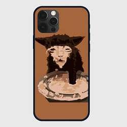 Чехол для iPhone 12 Pro Max Котик кушает мем, цвет: 3D-черный