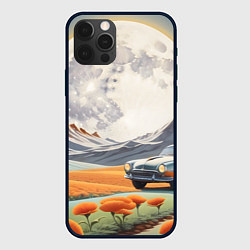 Чехол для iPhone 12 Pro Max Луна и автомобиль, цвет: 3D-черный