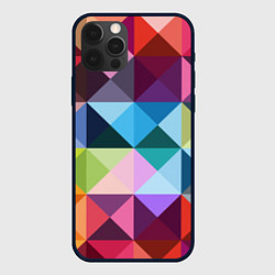 Чехол для iPhone 12 Pro Max Цветные квадраты, цвет: 3D-черный