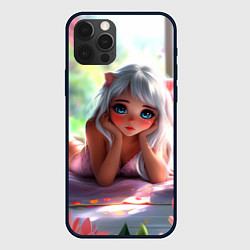Чехол для iPhone 12 Pro Max Милая блондинка лежа, цвет: 3D-черный