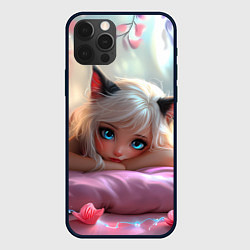 Чехол iPhone 12 Pro Max Девушка кошечка с голубыми глазами