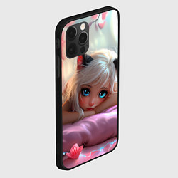 Чехол для iPhone 12 Pro Max Девушка кошечка с голубыми глазами, цвет: 3D-черный — фото 2