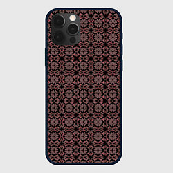 Чехол для iPhone 12 Pro Max Чёрный с красным узор паттерн, цвет: 3D-черный