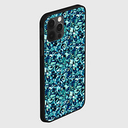 Чехол для iPhone 12 Pro Max Бирюзовый текстура мелкий камень, цвет: 3D-черный — фото 2