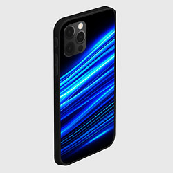 Чехол для iPhone 12 Pro Max Синие неоновые линии краски, цвет: 3D-черный — фото 2