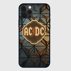 Чехол для iPhone 12 Pro Max ACDC винтажный логотип, цвет: 3D-черный