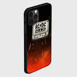 Чехол для iPhone 12 Pro Max ACDC лого на кассете, цвет: 3D-черный — фото 2