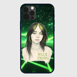 Чехол для iPhone 12 Pro Max Билли Айлиш нарисована с зелеными волосами, цвет: 3D-черный
