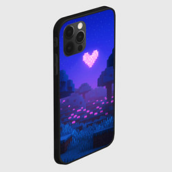 Чехол для iPhone 12 Pro Max Ночной лес Minecraft с сердечком луной, цвет: 3D-черный — фото 2