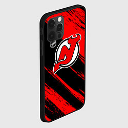 Чехол для iPhone 12 Pro Max Нью Джерси Девилз - красные потертости, цвет: 3D-черный — фото 2