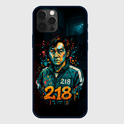 Чехол для iPhone 12 Pro Max Игра в кальмара игрок 218 граффити, цвет: 3D-черный