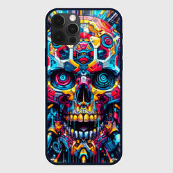 Чехол для iPhone 12 Pro Max Кибер череп - нейроарт паттерн, цвет: 3D-черный