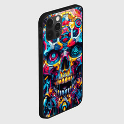 Чехол для iPhone 12 Pro Max Кибер череп - нейроарт паттерн, цвет: 3D-черный — фото 2