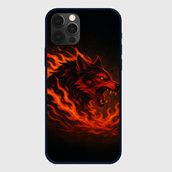 Чехол для iPhone 12 Pro Max Инфернальный волк, цвет: 3D-черный