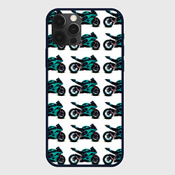 Чехол для iPhone 12 Pro Max Motorbike light blue, цвет: 3D-черный