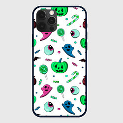 Чехол для iPhone 12 Pro Max Halloween light green pumpkin - паттерн, цвет: 3D-черный
