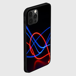 Чехол для iPhone 12 Pro Max Красно синие неоновые линии на черном фоне, цвет: 3D-черный — фото 2