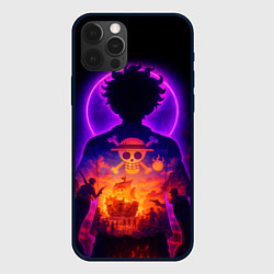 Чехол для iPhone 12 Pro Max Ванпис - неоновый Луффи, цвет: 3D-черный