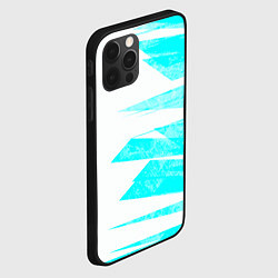 Чехол для iPhone 12 Pro Max Color white light blue stripe, цвет: 3D-черный — фото 2