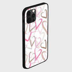 Чехол для iPhone 12 Pro Max Розовые сердца, цвет: 3D-черный — фото 2