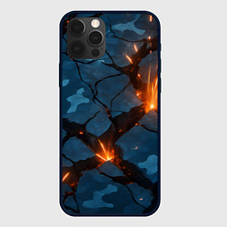 Чехол для iPhone 12 Pro Max Разлом камуфляжный плит, цвет: 3D-черный