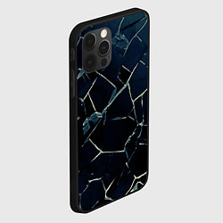 Чехол для iPhone 12 Pro Max Тёмный чёрно-синий битые плиты, цвет: 3D-черный — фото 2