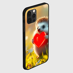 Чехол для iPhone 12 Pro Max Ежик с сердечком в лесу, цвет: 3D-черный — фото 2