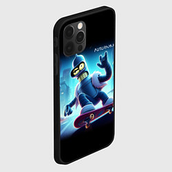 Чехол для iPhone 12 Pro Max Bender is a skateboarder in neon street - ai art, цвет: 3D-черный — фото 2