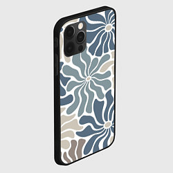 Чехол для iPhone 12 Pro Max Цветы blue and beige pattern, цвет: 3D-черный — фото 2