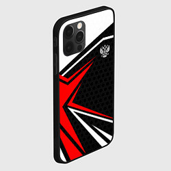 Чехол для iPhone 12 Pro Max Герб России - красный спортивный, цвет: 3D-черный — фото 2