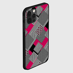 Чехол для iPhone 12 Pro Max Красно черная абстрактная геометрия пэчворк, цвет: 3D-черный — фото 2