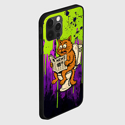 Чехол для iPhone 12 Pro Max Кот на унитазе читает газету, цвет: 3D-черный — фото 2