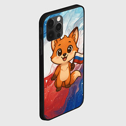 Чехол для iPhone 12 Pro Max Лисенок с флагом России, цвет: 3D-черный — фото 2
