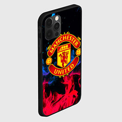Чехол для iPhone 12 Pro Max Манчестер Юнайтед неоновый огонь, цвет: 3D-черный — фото 2