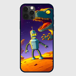 Чехол для iPhone 12 Pro Max Бендер на сказочной планете динозавров, цвет: 3D-черный