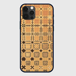 Чехол для iPhone 12 Pro Max Абстрактный узор кремово-песочный, цвет: 3D-черный