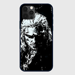 Чехол для iPhone 12 Pro Max Ведьмак черно-белый портрет, цвет: 3D-черный