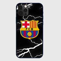 Чехол для iPhone 12 Pro Max Barcelona черно белые молнии, цвет: 3D-черный