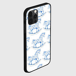 Чехол для iPhone 12 Pro Max Лошадка качалка гжель, цвет: 3D-черный — фото 2