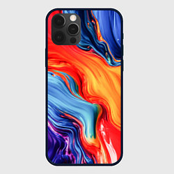 Чехол для iPhone 12 Pro Max Красно-синие масляные краски смешение абстракция, цвет: 3D-черный
