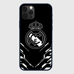 Чехол для iPhone 12 Pro Max Real Madrid полосы геомтерия, цвет: 3D-черный