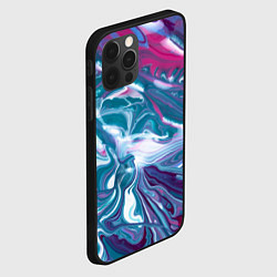 Чехол для iPhone 12 Pro Max Абстракция бело сине красный мрамор, цвет: 3D-черный — фото 2