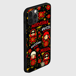 Чехол для iPhone 12 Pro Max Матрешки - паттерн, цвет: 3D-черный — фото 2