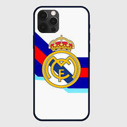 Чехол для iPhone 12 Pro Max Real Madrid текстура полосы, цвет: 3D-черный