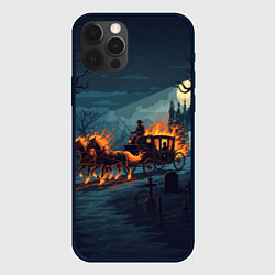 Чехол для iPhone 12 Pro Max Призраки в горящей конной повозке, цвет: 3D-черный