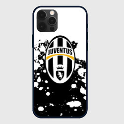 Чехол для iPhone 12 Pro Max Juventus белые краски текстура, цвет: 3D-черный