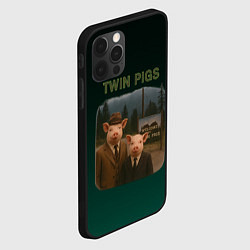 Чехол для iPhone 12 Pro Max Twin Pigs пародия, цвет: 3D-черный — фото 2