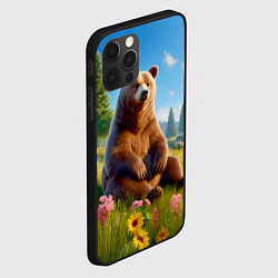 Чехол для iPhone 12 Pro Max Русский мишка сидит на траве, цвет: 3D-черный — фото 2