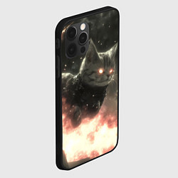 Чехол для iPhone 12 Pro Max Кот парит в космосе киберпанк, цвет: 3D-черный — фото 2